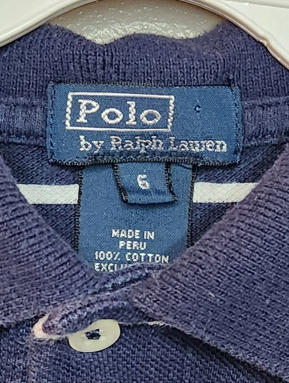 Boys Polo Ralph Lauren Navy & White Striped  Polo Size 6